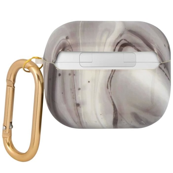 Coque til AirPods 3 Marmor Silikone Hård med Karabinhage Guess Sort Svart