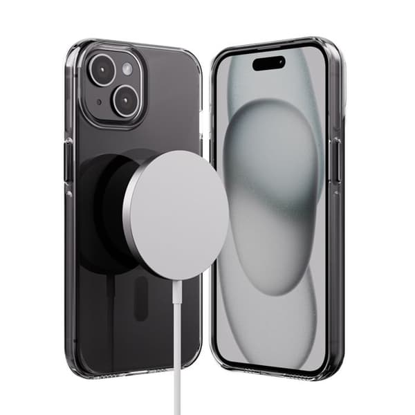 Coque iPhone 15 MagSafe (svart) Crong Clear MAG Pro Sort