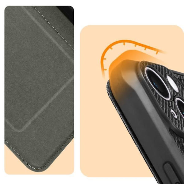iPhone 14 Folio Fodral, Razor Book Svart Fodral