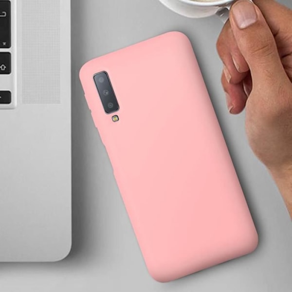 Coque Galaxy A7 2018 Pehmeä Suojus Soft Touch Naarmuuntumaton Vaaleanpunainen rosa