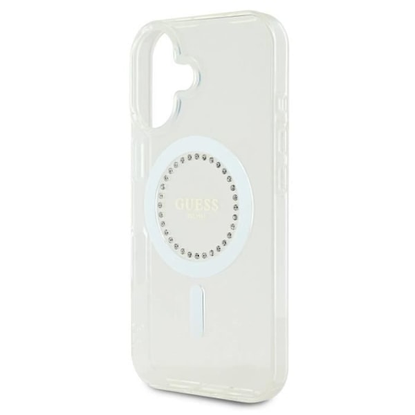 Skyddshölje för iPhone 16 Strass Ring MagSafe Guess Vit Vit