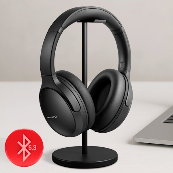Bluetooth ANC-hovedtelefoner, vandtætte IP44, sammenklappelige med puder, Swissten Sort