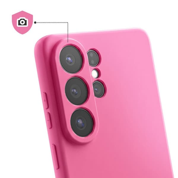 Silicone Soft-Touch-fodral för Galaxy S26 Ultra med mikrofiberfoder i fuchsia Ros