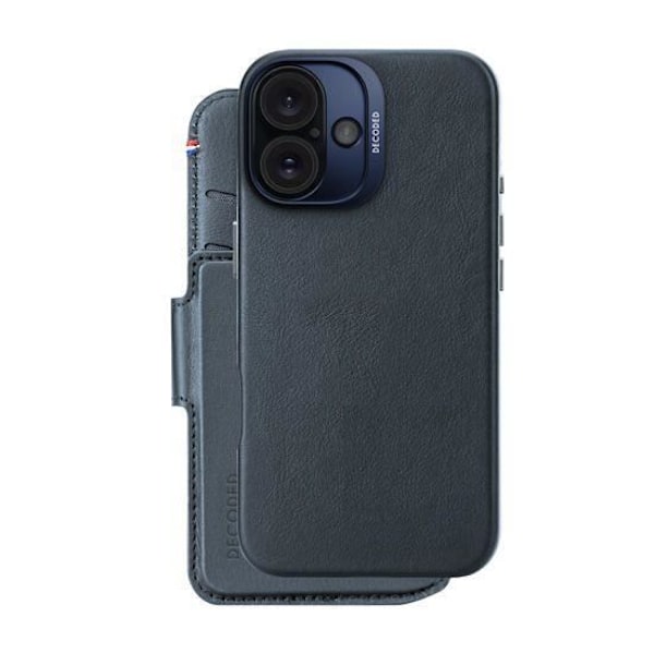 iPhone 16 Pro-fodral - Decoded - MagSafe - Full-grain läder - Semi-stivt - Blå Blå