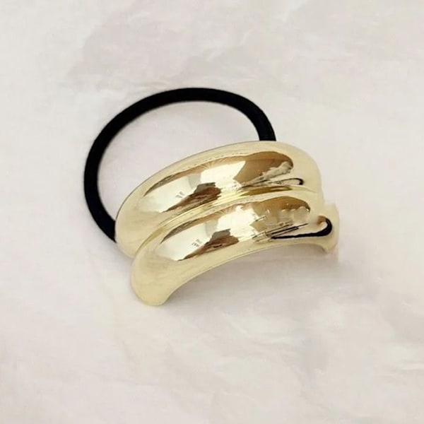 Elastisk Casual til Hår med Buede Ringe Guld Sort / Guld Svart