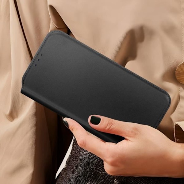 iPhone 16 Pro Max Etui Klap Lommebok og Videostøtte Sort Svart