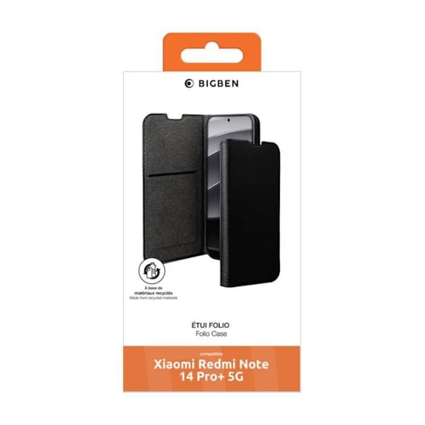 Beskyttelseshylster til Xiaomi Redmi Note 14 Pro Plus Wallet Stand Funktion BigBen Connected Sort Svart