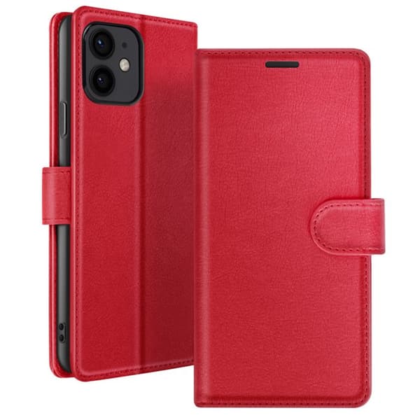 Plånboksfodral - ZANAÉ - iPhone 12 mini - Röd - Videoställning - Magnetflik Röd