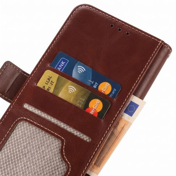 Plånboksfodral för Galaxy A27 Läderlook med Stödfunktion Anti-RFID Brun brun