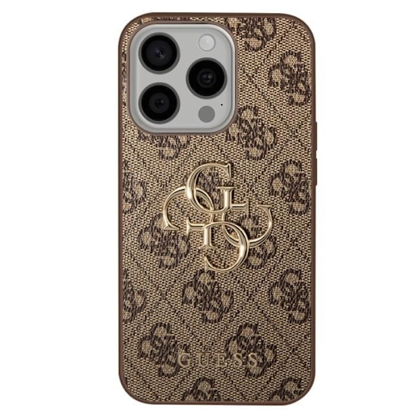 Coque för iPhone 15 Pro med exakta utskärningar och upphöjda kanter Guess Brun kastanj