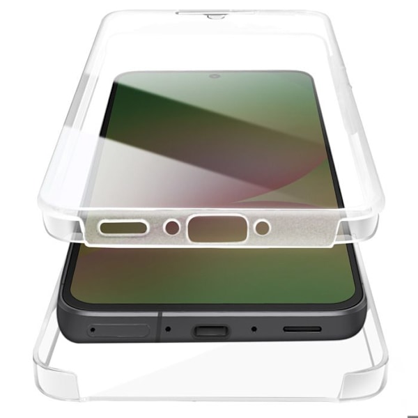 Heltäckande skydd för Samsung A56 med taktil kant och upphöjd kamera, transparent Vit