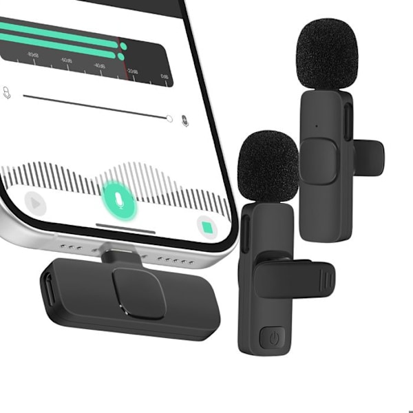Mikro trådlös nackband med USB C-mottagare för smartphone svart