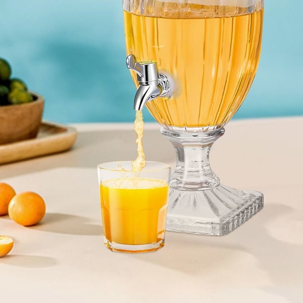 Glasjuicefontæne i slidstærkt glas med metalhane 3L GlassWare Transparent Gennemsigtig