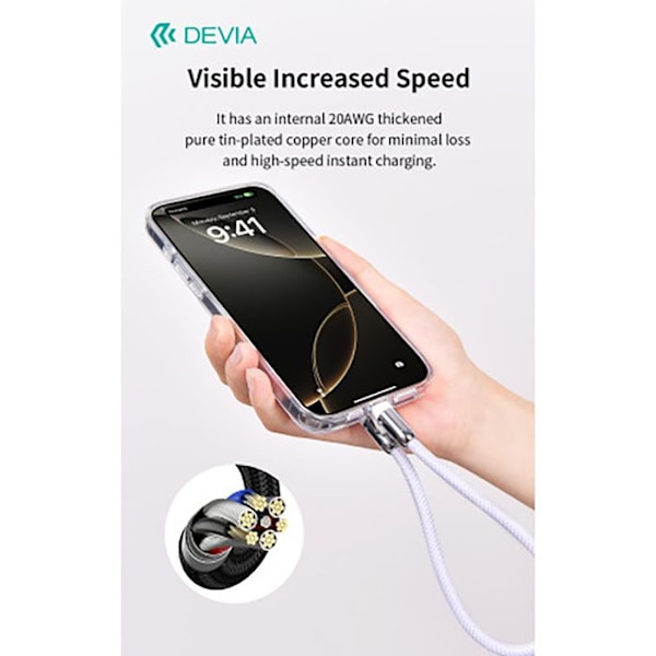Rannekkeen vyö USB-C USB-C 60W Ultra Kestävä Devia Musta Svart
