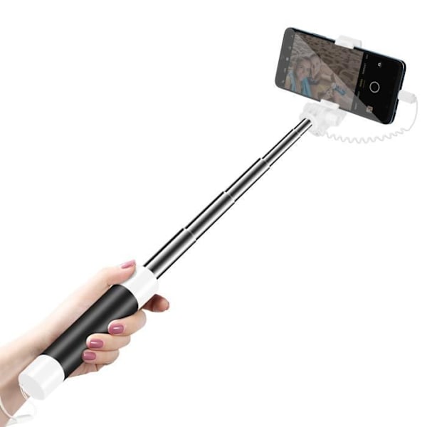 USB C Indbygget Spejl Selfie Stick med LinQ Trigger knap hvid