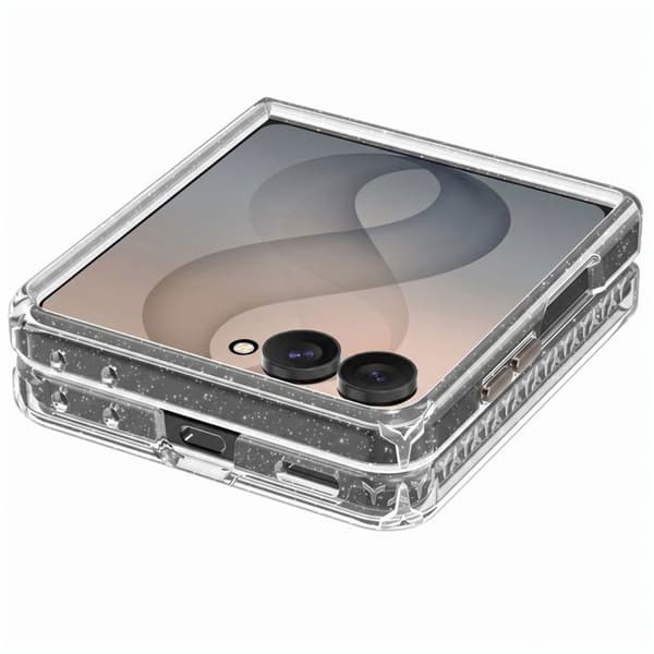 360° Helcover til Galaxy Z Flip 8 Glitrende Stødabsorberende 2m Styrke Cover Gennemsigtig Vit
