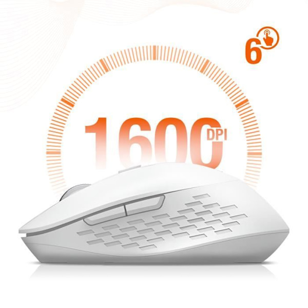 WiFi og Bluetooth 2.4G trådløs mus med USB C og USB Dongle LinQ White Vit