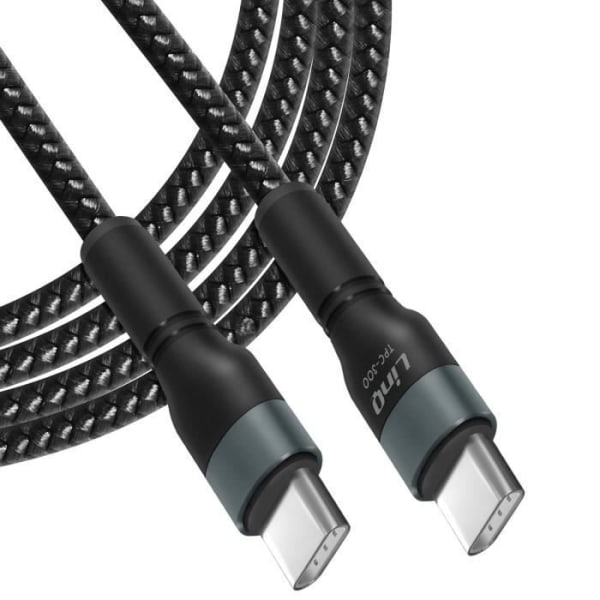 USB-C til USB-C strømforsyningskabel 60W hurtigopladningslængde 3m LinQ Sort