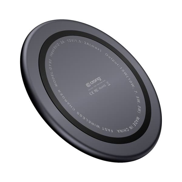 Trådløs oplader - Crong - Qi - Aluminium - 15 W - Sort sort