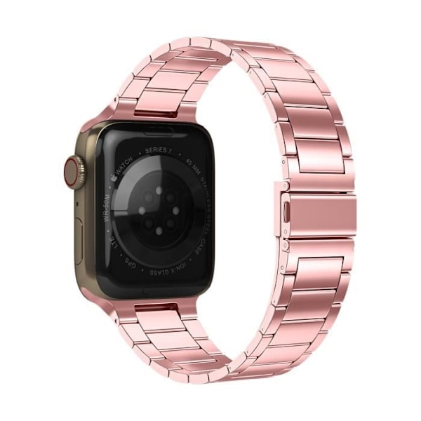 Rannekoru Apple Watchiin - AVIZAR - Pink Steel Links - Yhteensopivat sarjat 8, 7, SE, 6, 5, 4 ja 3 Rosa stål