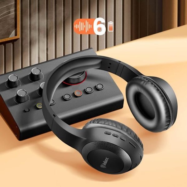 Fällbart Bluetooth-headset med inbyggd mikrofon och kontrollknappar Inkax svart Svart