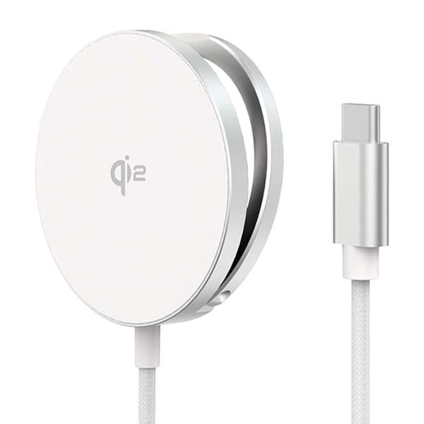 Trådlös Magnetisk Laddare - FORCE POWER - 15W Qi2 - Fällbart Stöd - USB-C Vit Vit
