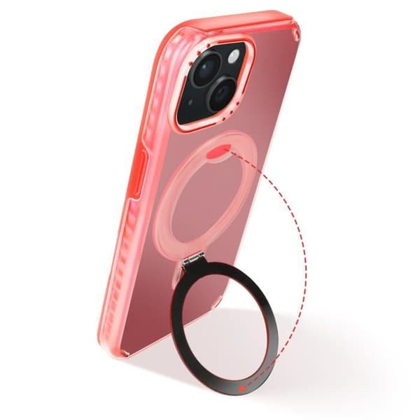 MagSafe-skal för iPhone 15 Stötbeständig med Fällbart Stöd Röd Röd