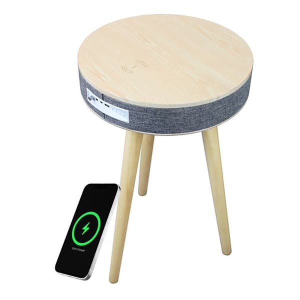 Lydsystem - AVIZAR - Budapest - Beige Træ - Bluetooth 5.0 - Trådløs oplader 10W Beige