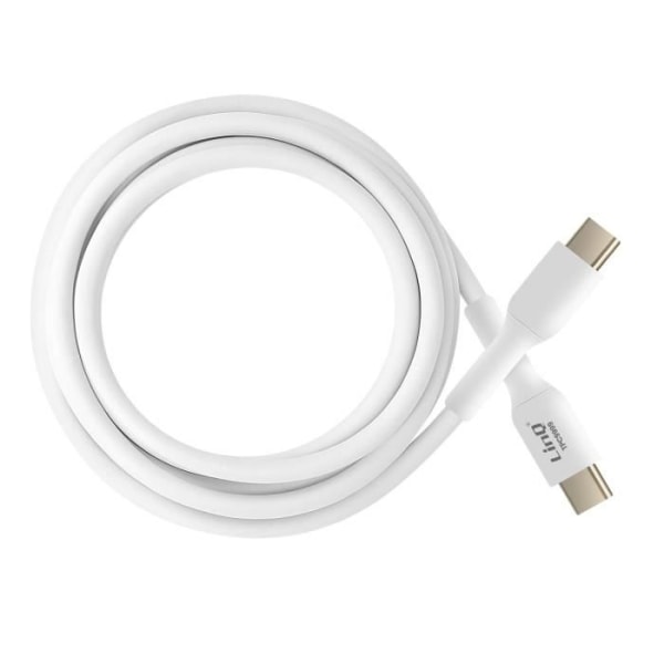 USB C -kaapeli 100 W nopea siirto 20 Gbps 1,5 m kannettavalle tietokoneelle LinQ White