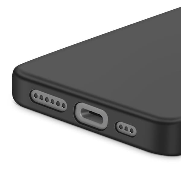 Cover - ADVARSEL - iPhone 16e - Soft-Touch - Semi-stiv silikone - Sort Svart