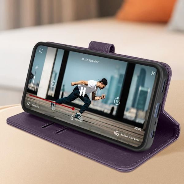 Fodral till Samsung Galaxy A25 - AVIZAR - Support för plånbok och video - Lila - Halvstyvt - Flik Lila