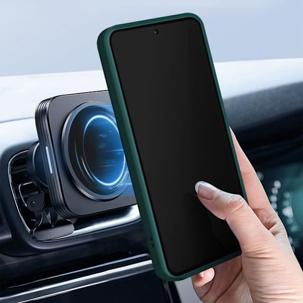 Taske til Samsung Galaxy A35 - AVIZAR - Metal Ring Stand Funktion - Mørkegrøn Grön
