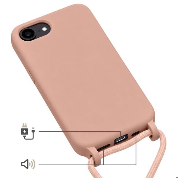 Siliconfodral för iPhone 17 med justerbar flätad nylonrem i roséguld Ros