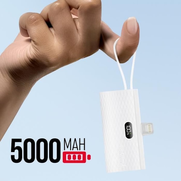 Ulkoinen laturi - FORCELL - F-Energy - 5000 mAh - 20 W - Lightning ja USB C Vit