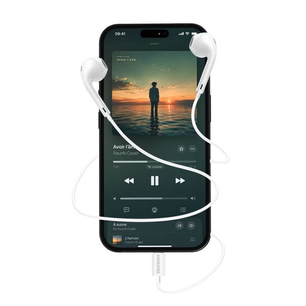 Hörlurar för iPhone 16 Pro Max Trådade USB-C med inbyggd mikrofon Mayaxess Vit Vit