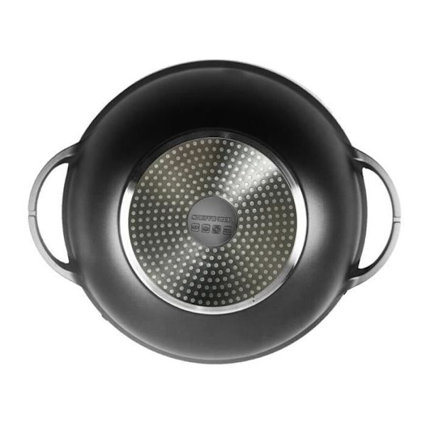 Wokpande - Cheffinger - 40cm - Glaslåg - Non-stick belægning - Marmor effekt Svart