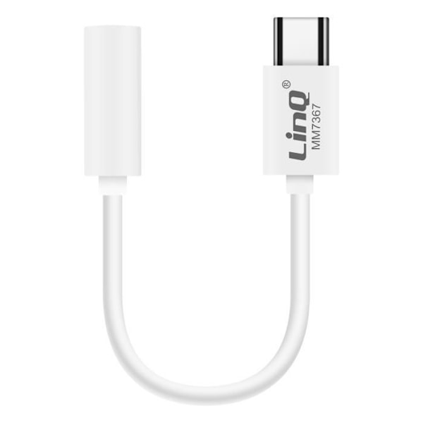 USB C til 3,5 mm jack-lydadapter LinQ stemmestyring kompatibel hvid