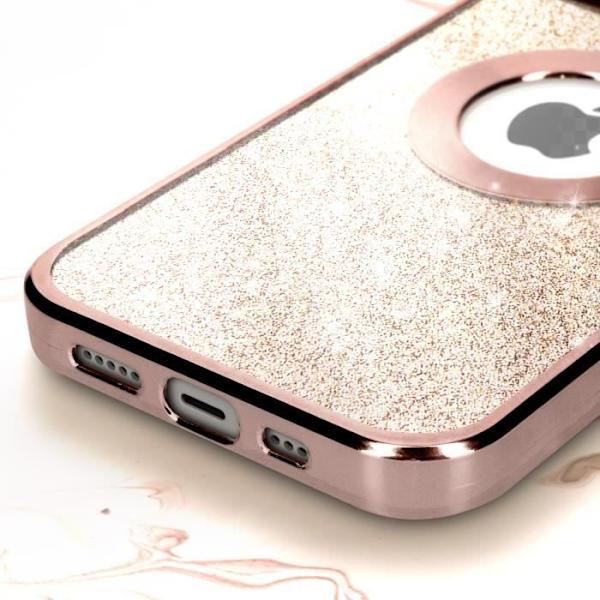 Fodral för iPhone 14 Plus i rosa guld glitter