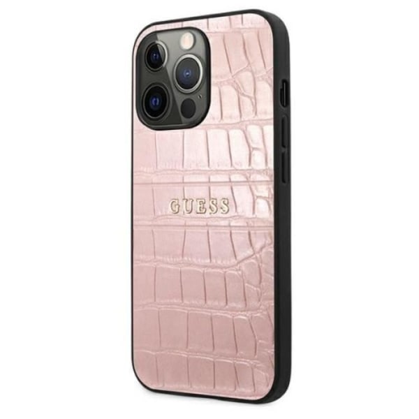 Guess Croco Stamp Lines - Etui til iPhone 13 Pro (Pink) - 3666339023850