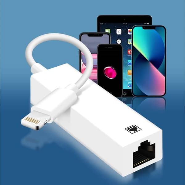 Ethernetadapter RJ45 - Apple - iPhone - Hastighet 10-100 Mbps - Plug and Play - Kompakt