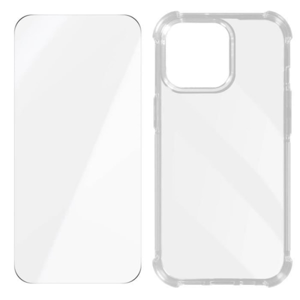 Fodral för iPhone 15 Pro AVIZAR - Stötsäker förstärkta hörn + 9H transparent härdat glas Transparent
