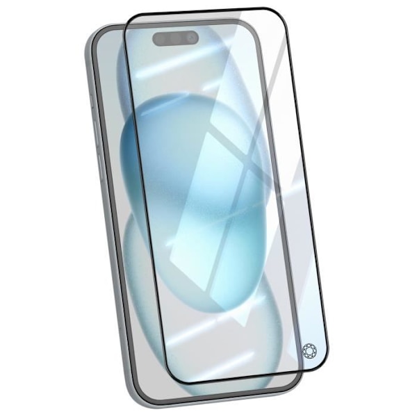 Näytön suojaus - FORCE GLASS - iPhone 15 Plus - Iskunkestävä karkaistu lasi - 3D reuna - Naarmuuntumaton Svart