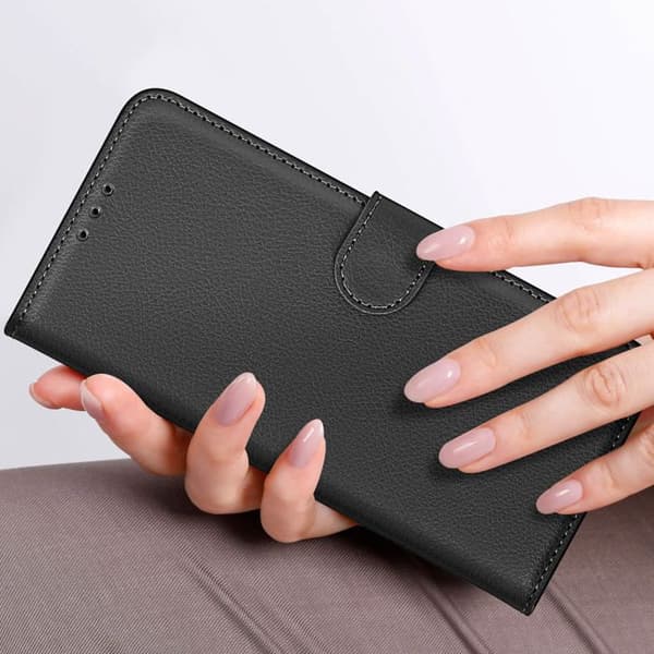 Etui til OnePlus 12 og OnePlus 12R - AVIZAR - Flip Wallet Video Support - Sort Svart