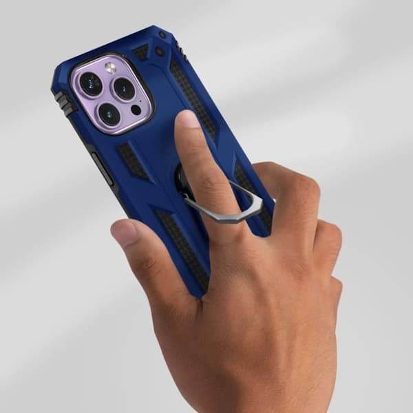 Coque iPhone 14 Pro - Stötabsorberande - Hållring - Videostöd - Mörkblå - Hybrid Midnattsblå