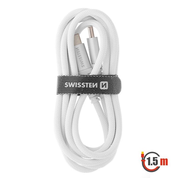 USB-C til USB-C Kevlar Hurtigopladning Swissten Hvid Vit