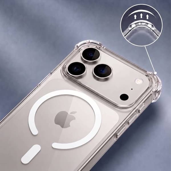 MagSafe-cover til iPhone 18 Pro Max med hærdet glas og gennemsigtig kamerabeskyttelse Vit