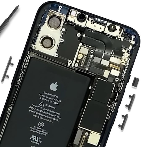 Knapper til strøm, lyd og lydløs til iPhone 12 og 12 Pro sort Svart