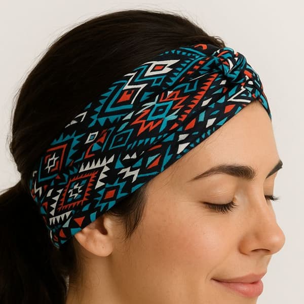 Bandeau - AVIZAR - Aztek - Bomuld - Blå - Casual Blå