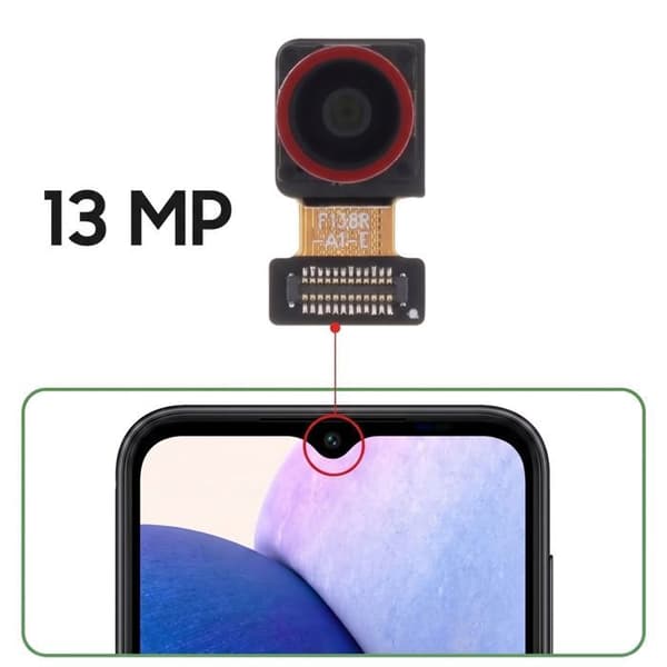 Frontkamera Kompatibel med Samsung Galaxy A14 5G Erstatningsmodul 13 MP Sort Svart