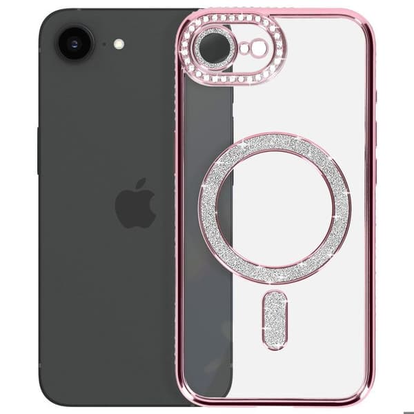 Coque Magsafe - Diamant - iPhone 16e - Rose Champagne - Strass - Modstandsdygtig - Elegant Ros